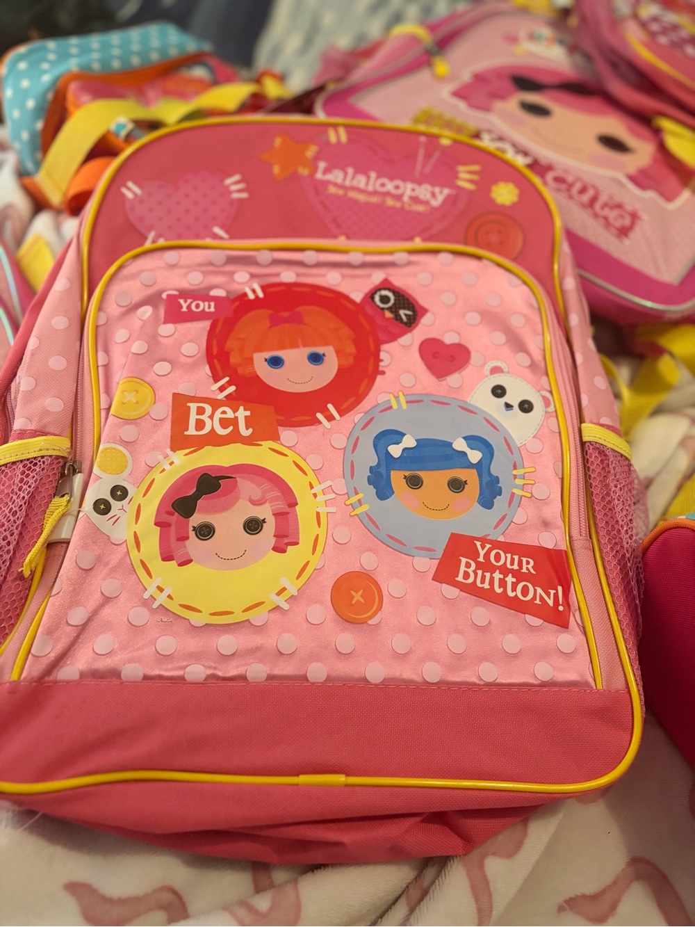 Lalaloopsy Pink Kids Backpack with Playful Character Buttons